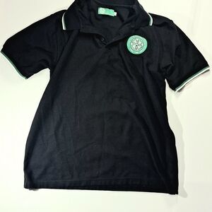 Children's Black Polo with Green Accents